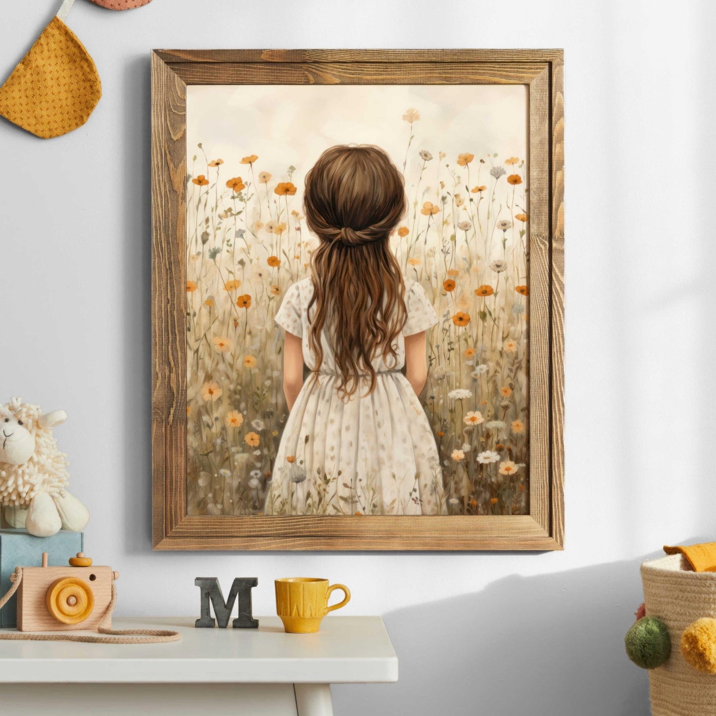 Wildflower Field Nursery Decor, Vintage Girls Room Wall Art, Set of 3, Girl with Flowers, Floral Nursery Art, Printable Art for Girls - My Store