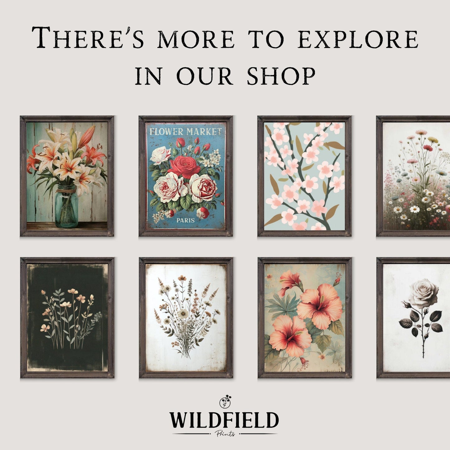 Wildflower Field Prints, Rustic Floral Wall Decor, Botanical Art - WildfieldPrints
