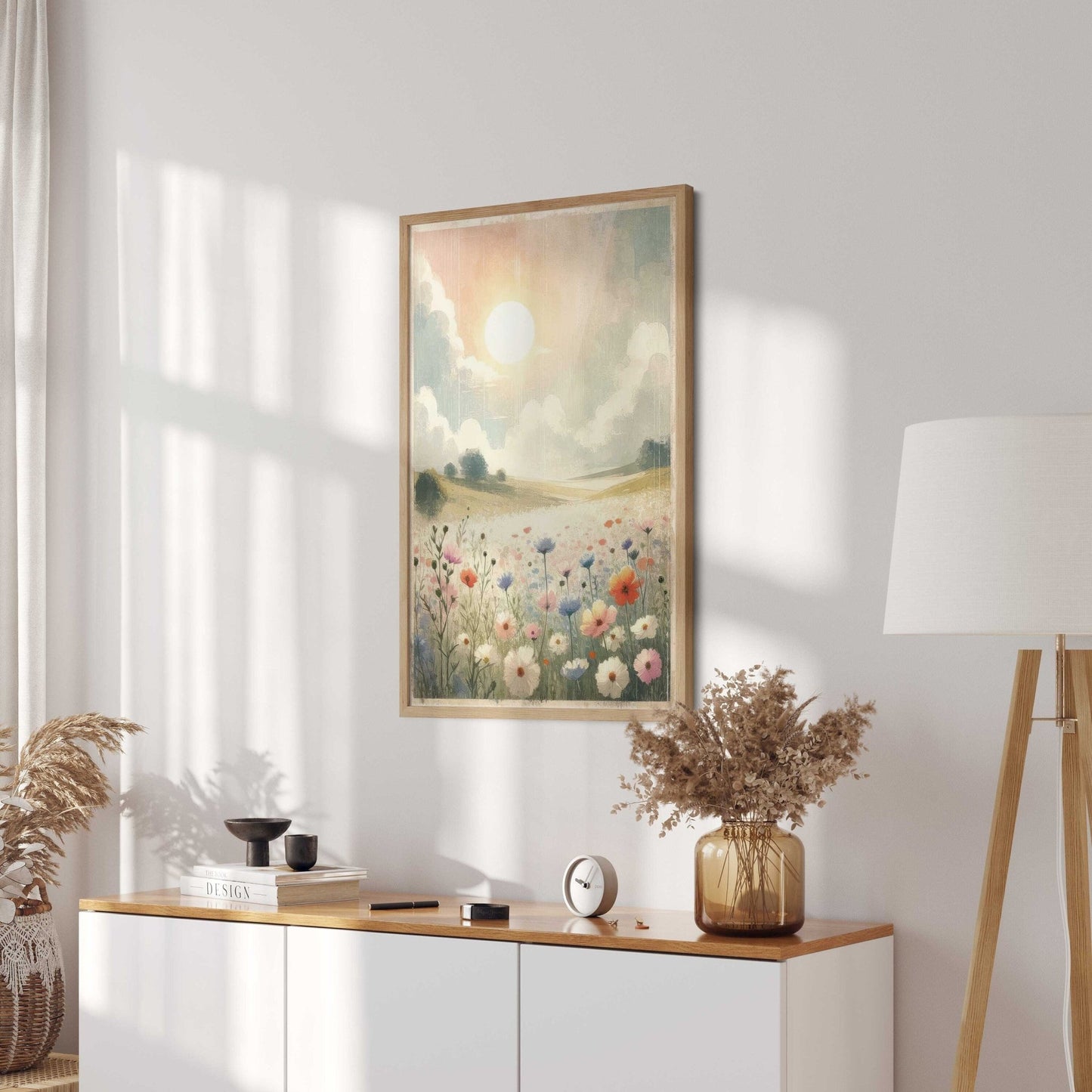 Wildflower Landscape Print, Rustic Nature Decor, Countryside Artwork - WildfieldPrints