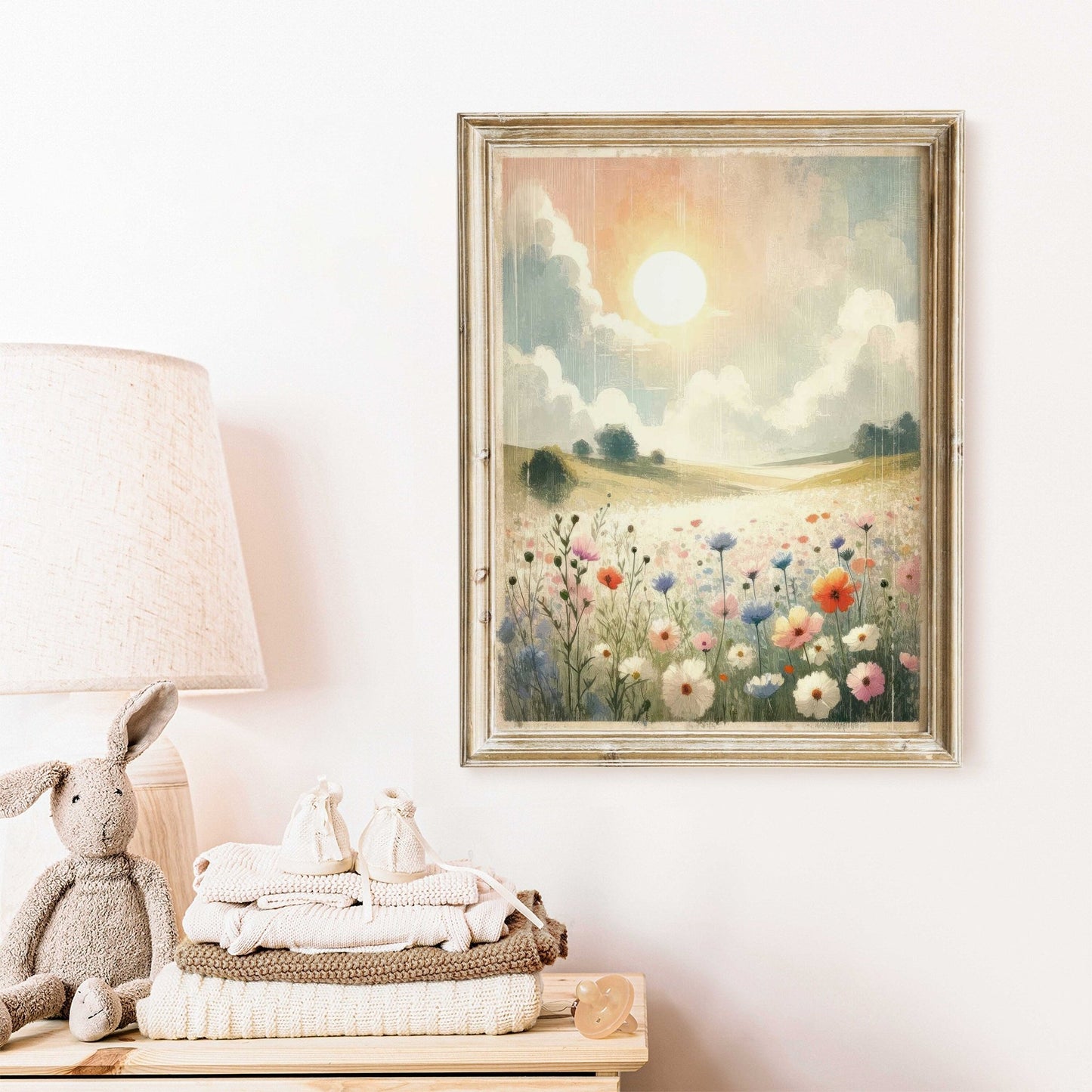 Wildflower Landscape Print, Rustic Nature Decor, Countryside Artwork - WildfieldPrints