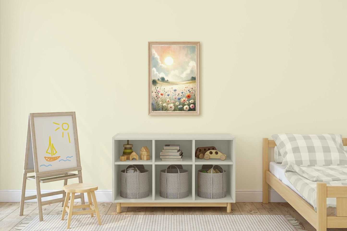 Wildflower Landscape Print, Rustic Nature Decor, Countryside Artwork - WildfieldPrints