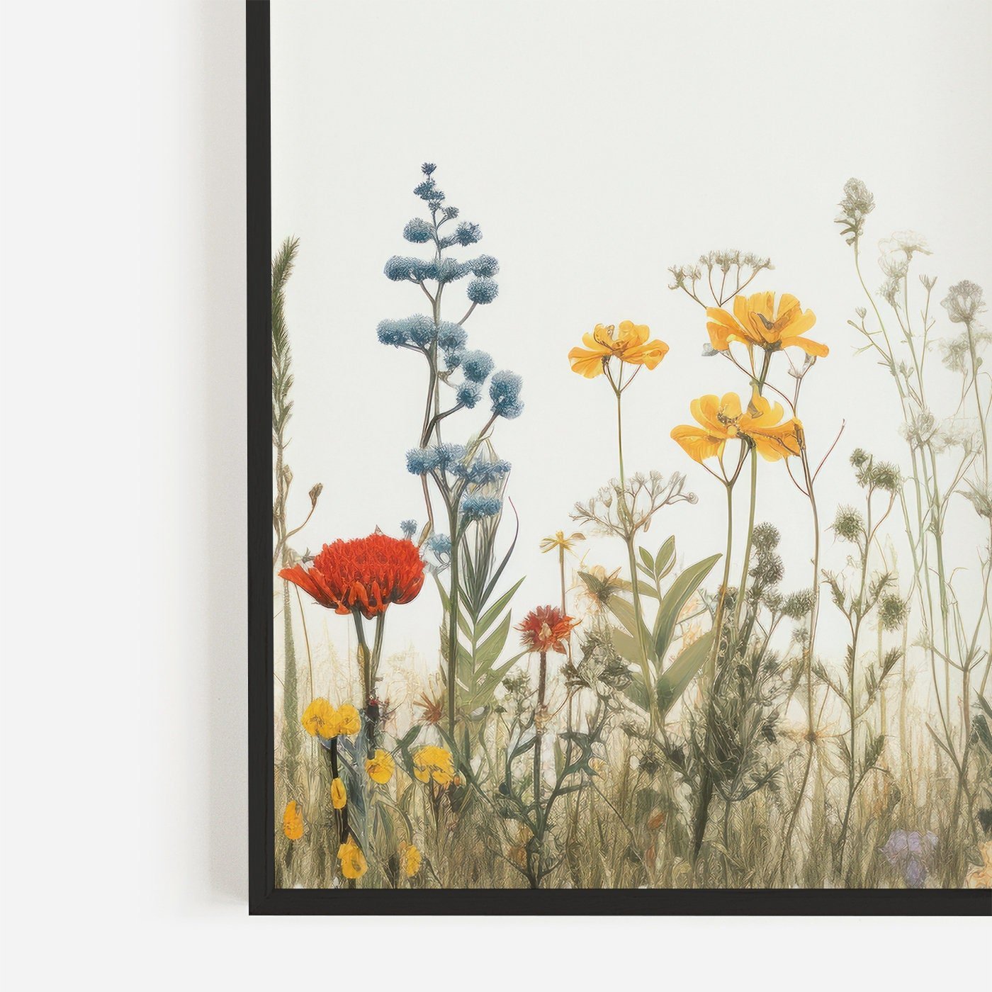 Wildflower Meadow Prints, Minimalist Floral Decor, Nature Wall Art - WildfieldPrints
