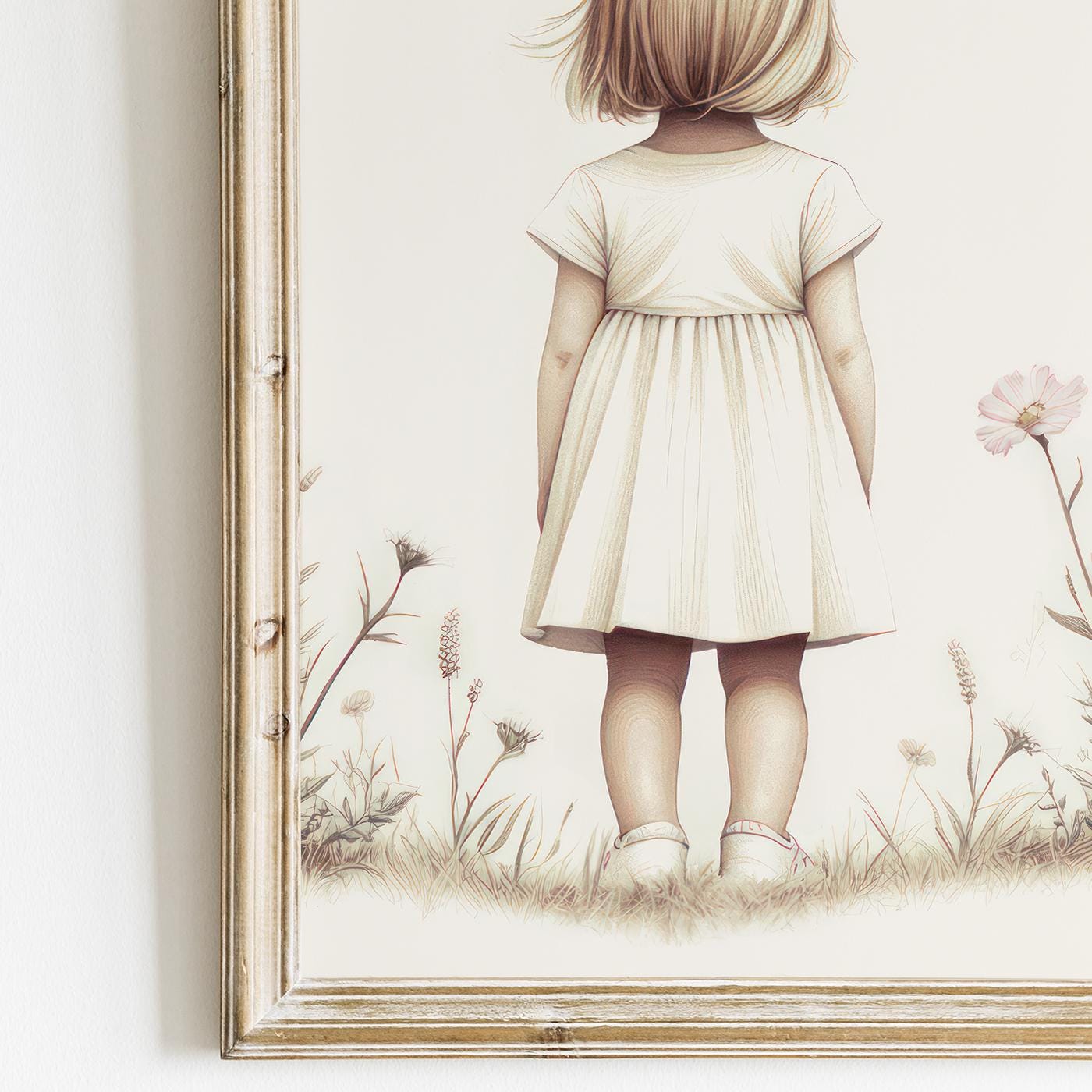 Wildflower Nursery Decor, Floral Girls Room Art, Portrait Print - WildfieldPrints