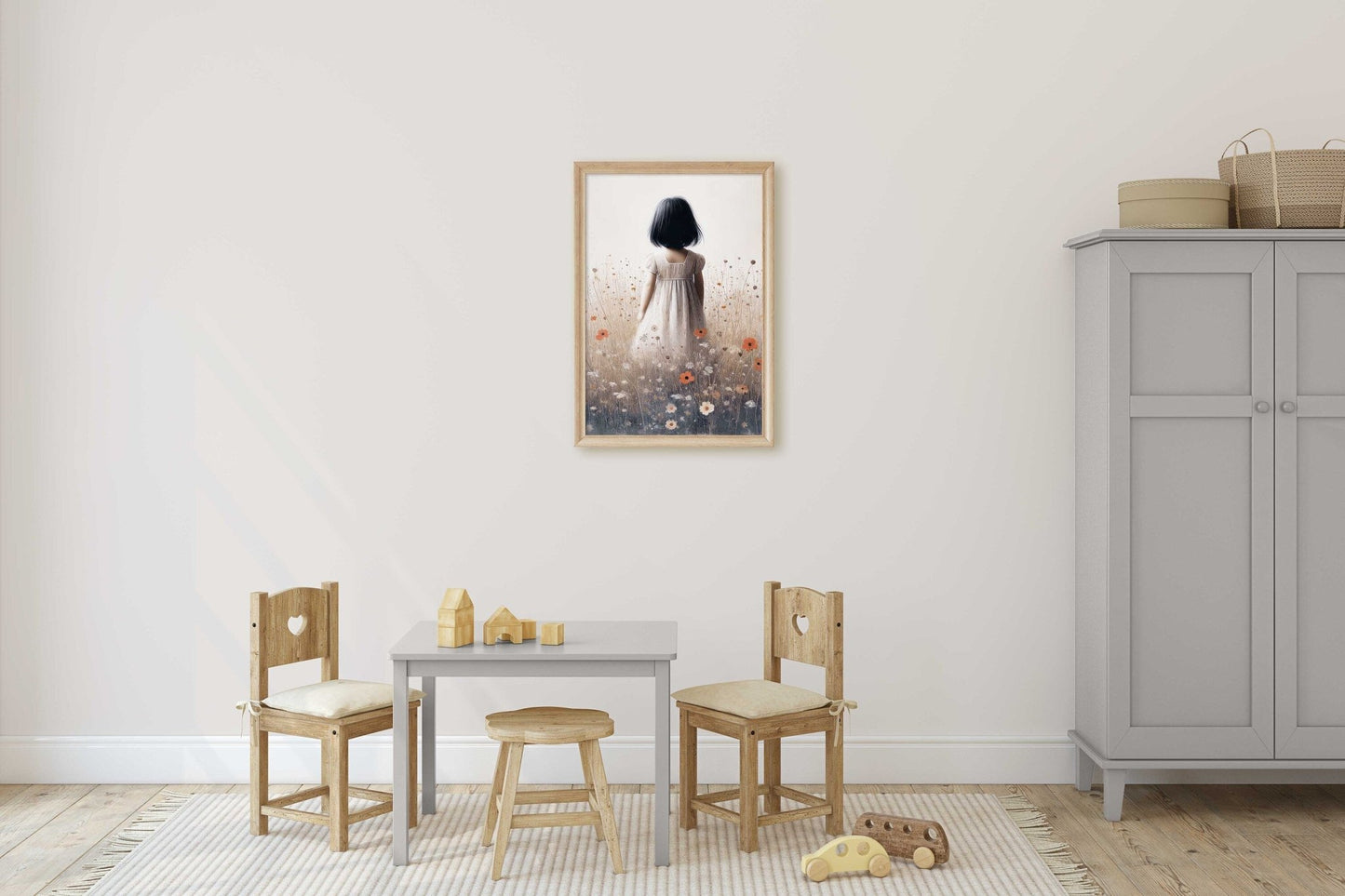 Wildflower Nursery Decor, Girl's Room Decor, Wildflower Field Art Nursery, Vintage Nursery, Toddler Room Decor Girl, Printable Wall Decor - My Store