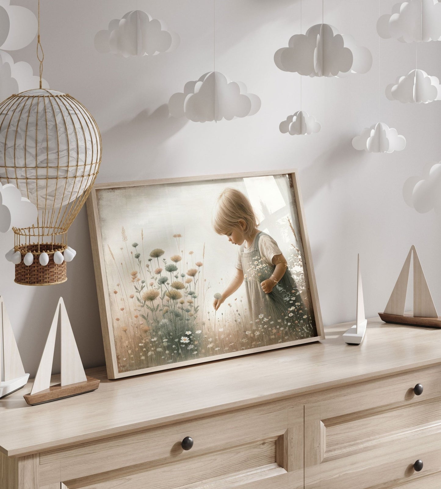 Wildflower Nursery Decor, Girly Wall Art, Toddler Girl with Flowers - WildfieldPrints