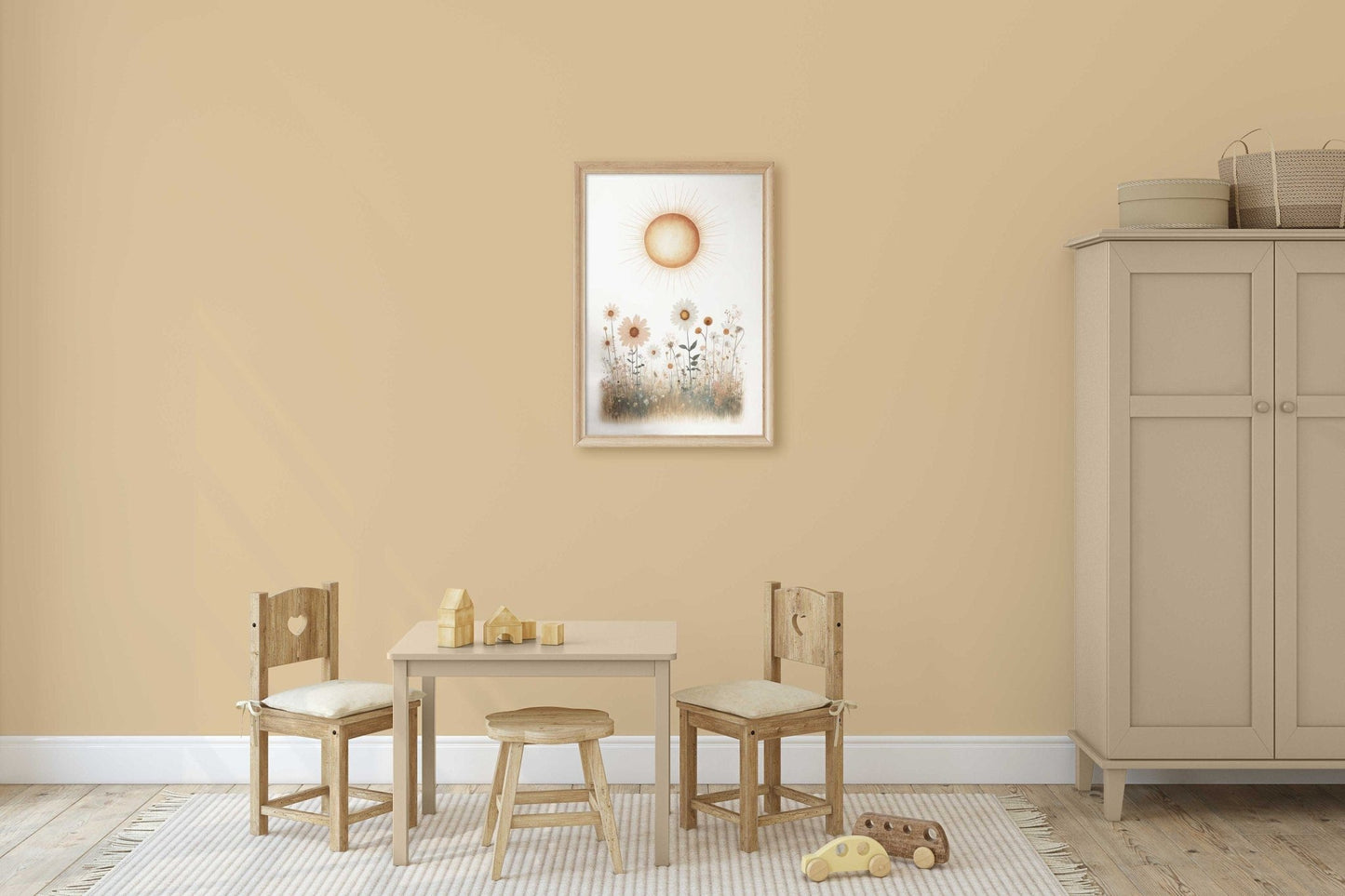 Wildflower Nursery Decor, Rustic Floral Art Print, Minimalist Wall Decor - WildfieldPrints