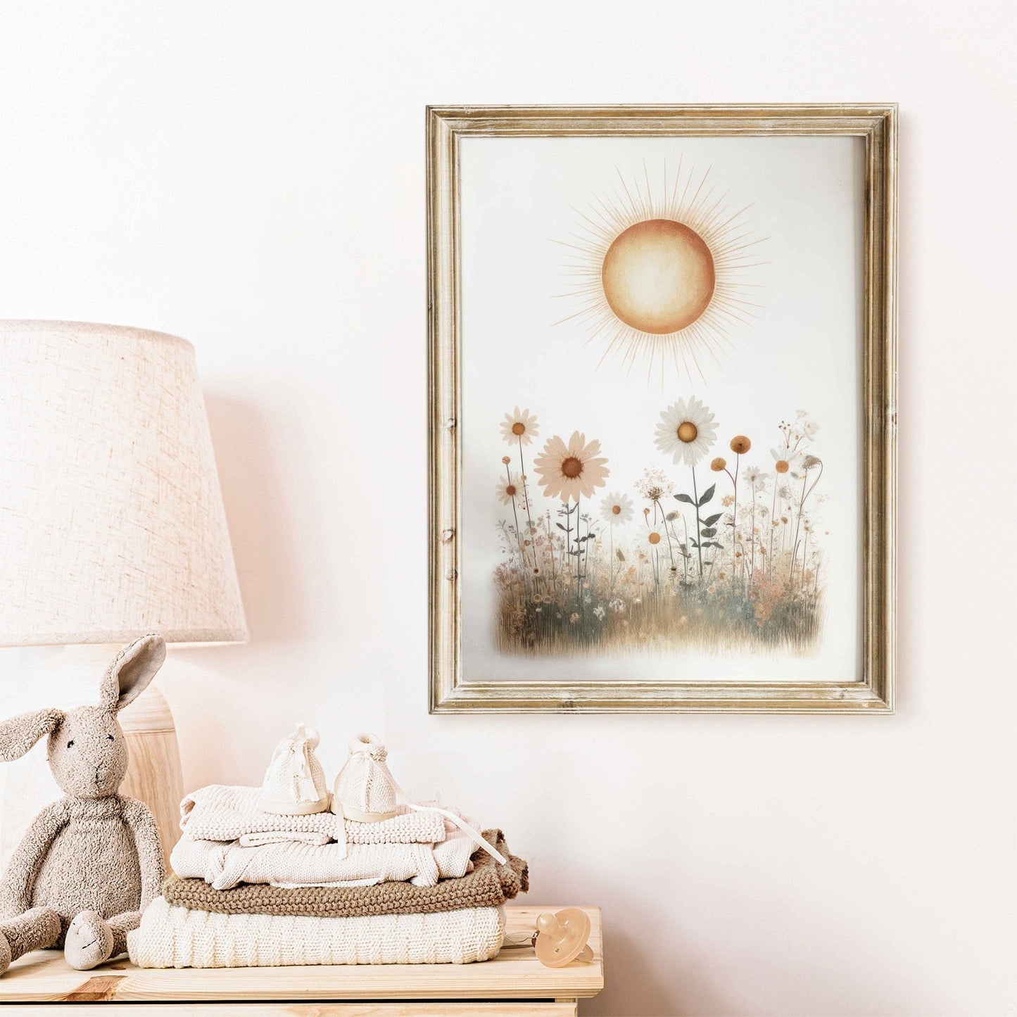 Wildflower Nursery Decor, Rustic Floral Art Print, Minimalist Wall Decor - WildfieldPrints