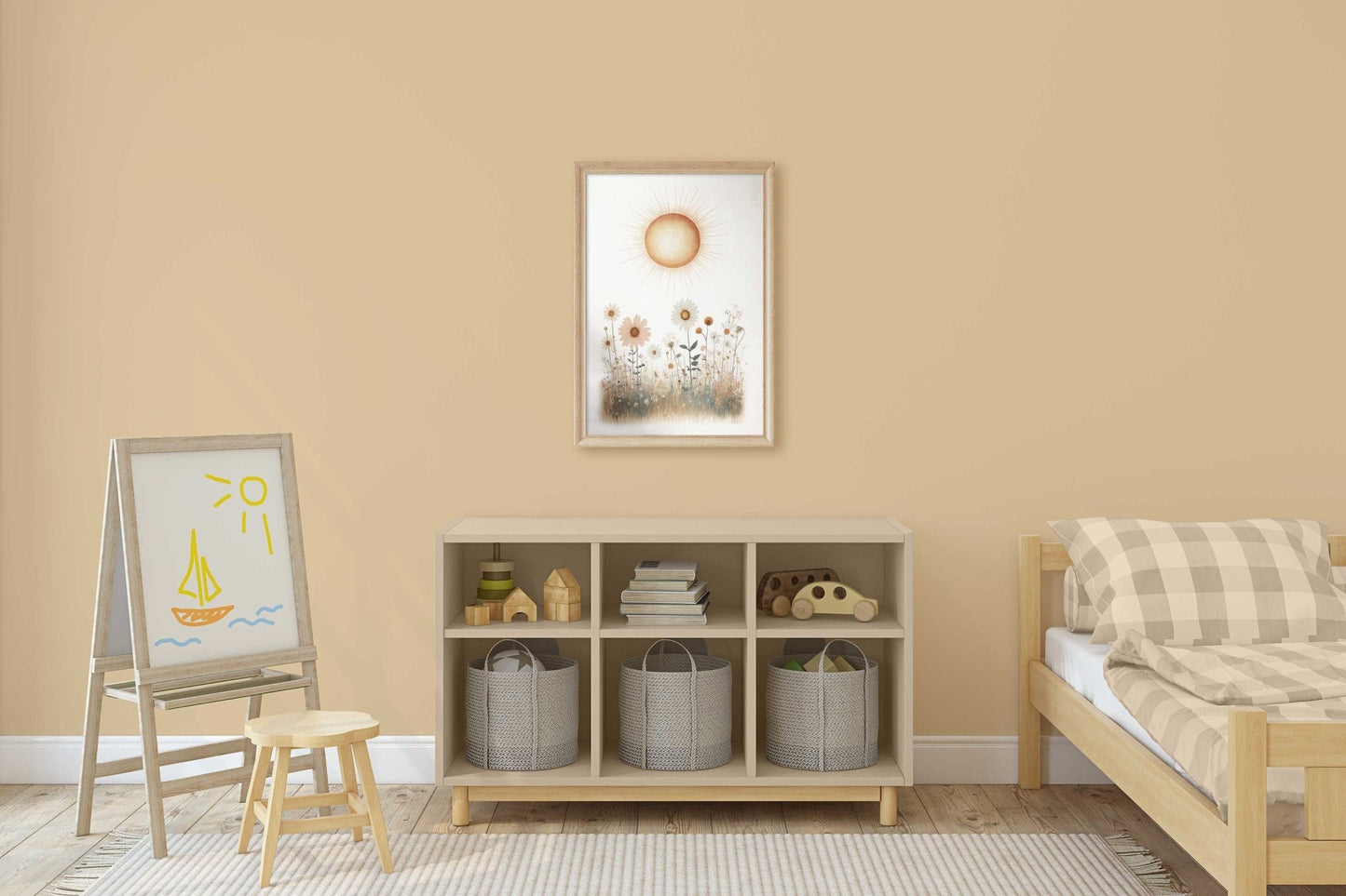 Wildflower Nursery Decor, Rustic Floral Art Print, Minimalist Wall Decor - WildfieldPrints
