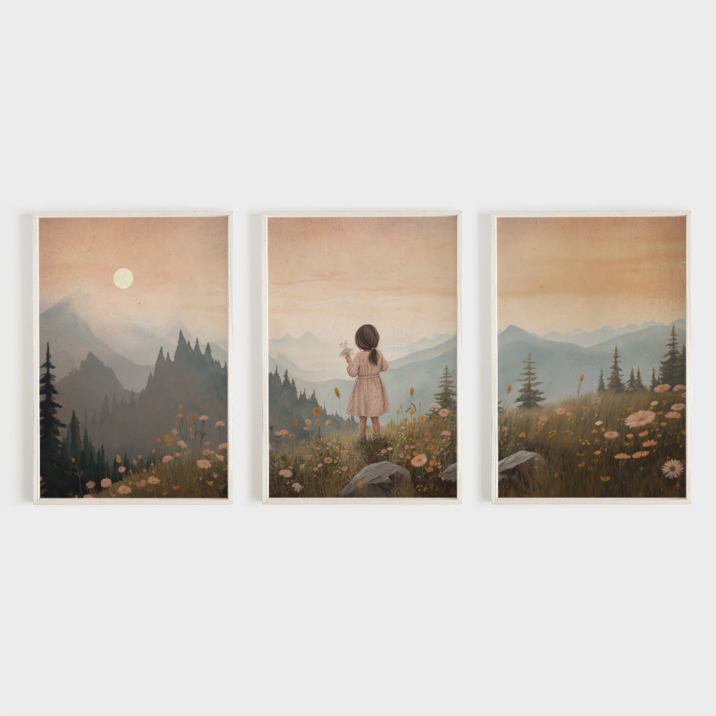 Wildflower Nursery Print, Vintage Wall Decor, Girls Room Art - WildfieldPrints