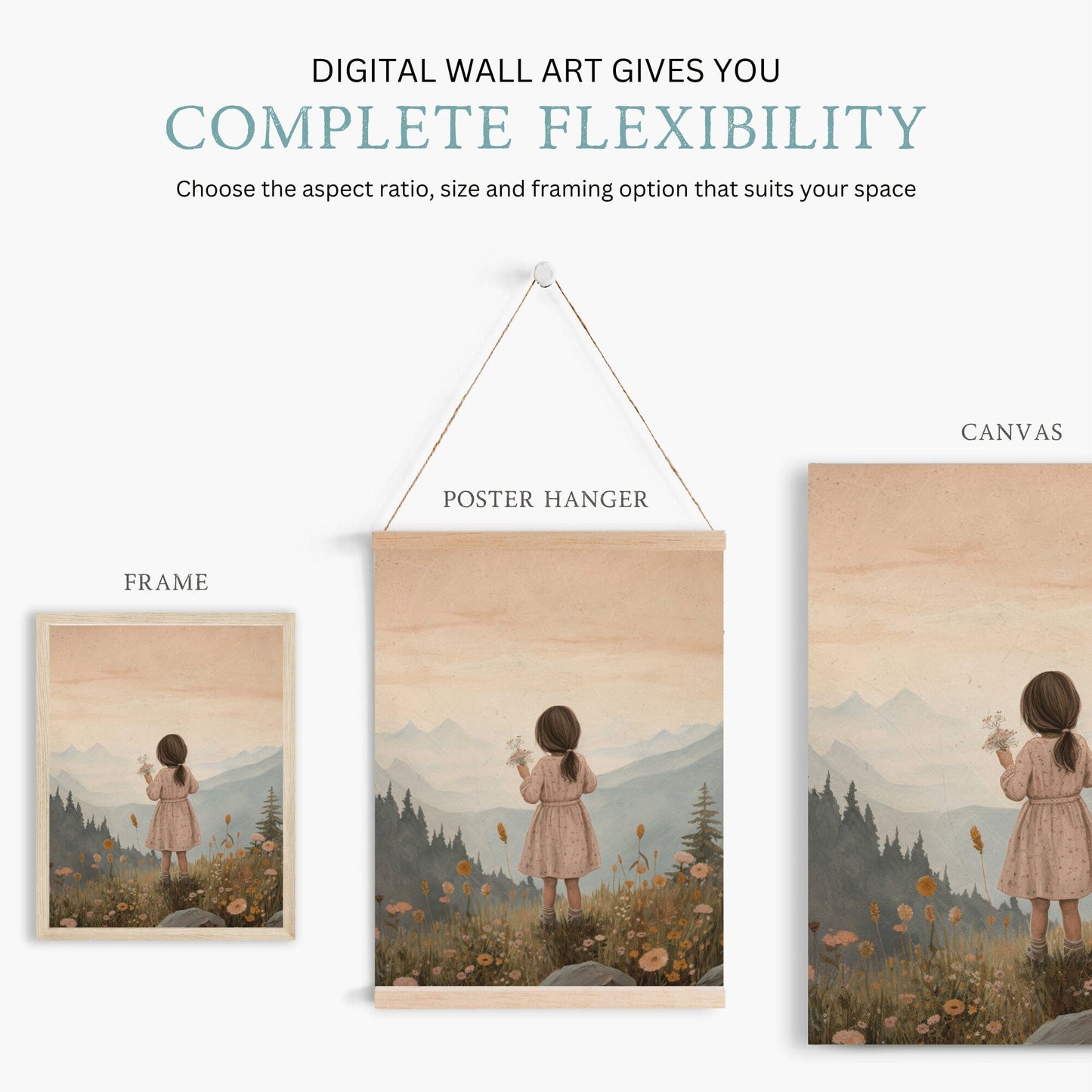Wildflower Nursery Print, Vintage Wall Decor, Girls Room Art - WildfieldPrints