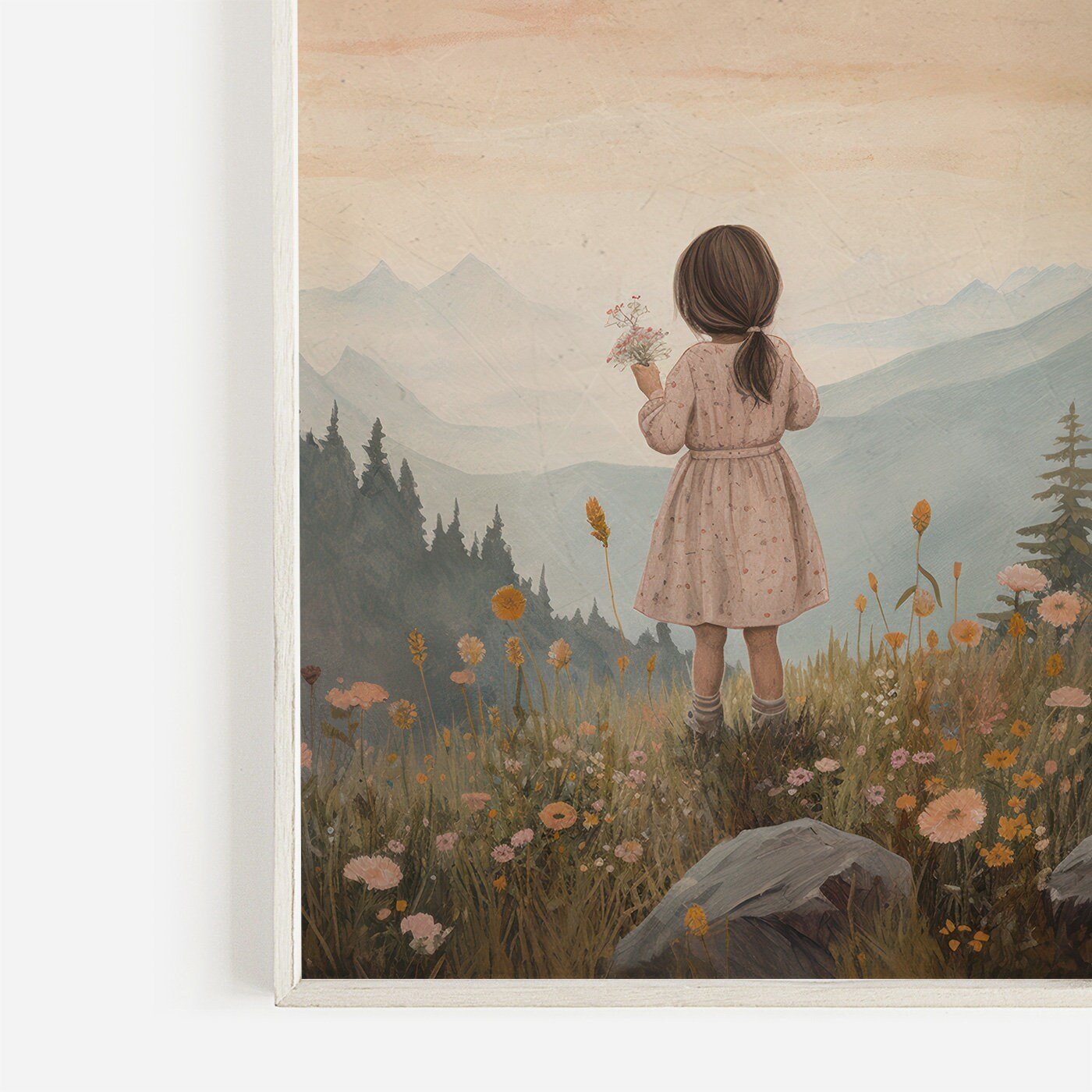 Wildflower Nursery Print, Vintage Wall Decor, Girls Room Art - WildfieldPrints