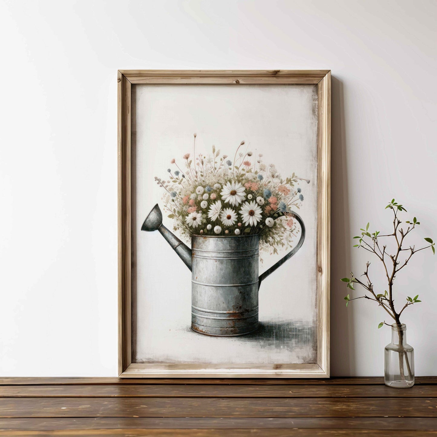 Wildflower Print, Bouquet in Zinc Watering Can, Farmhouse Wall Decor - WildfieldPrints