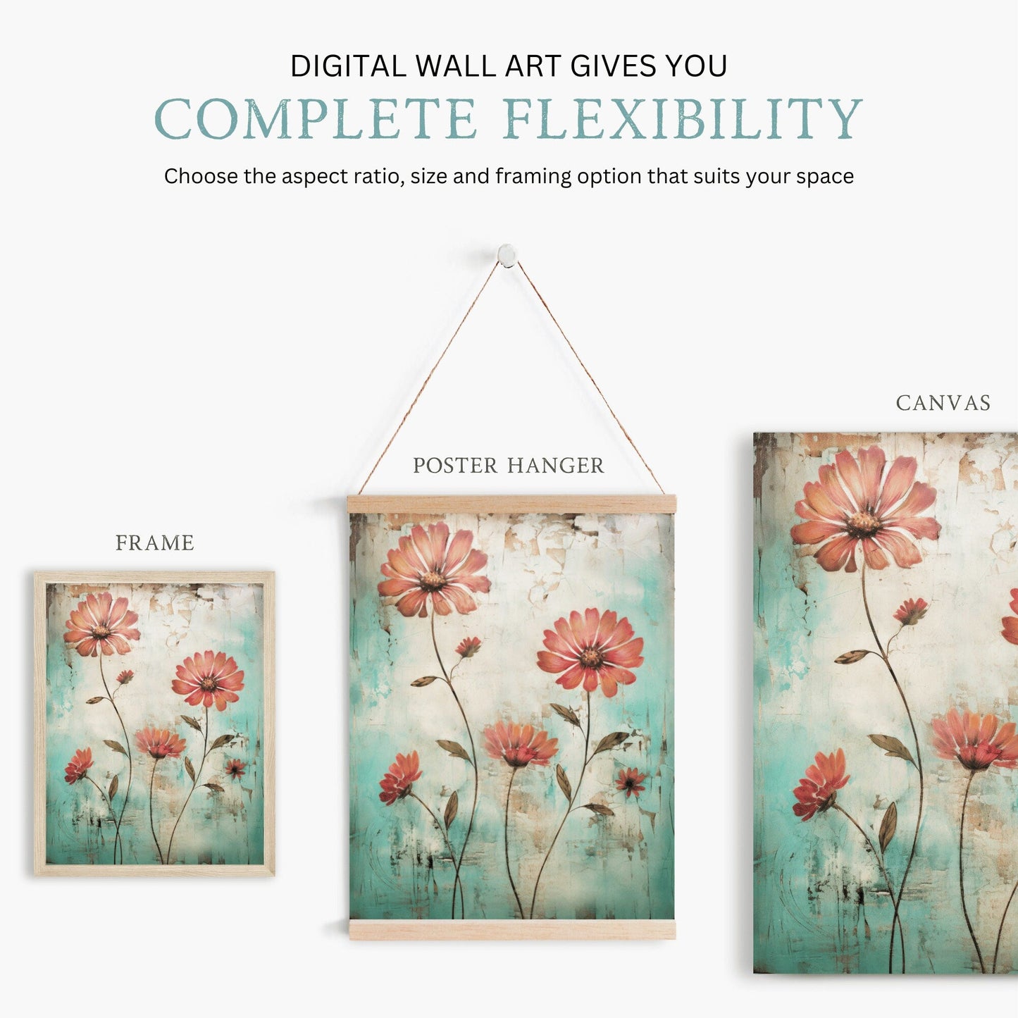 Wildflower Print, Vintage Botanical Decor, Rustic Floral Home Art - WildfieldPrints