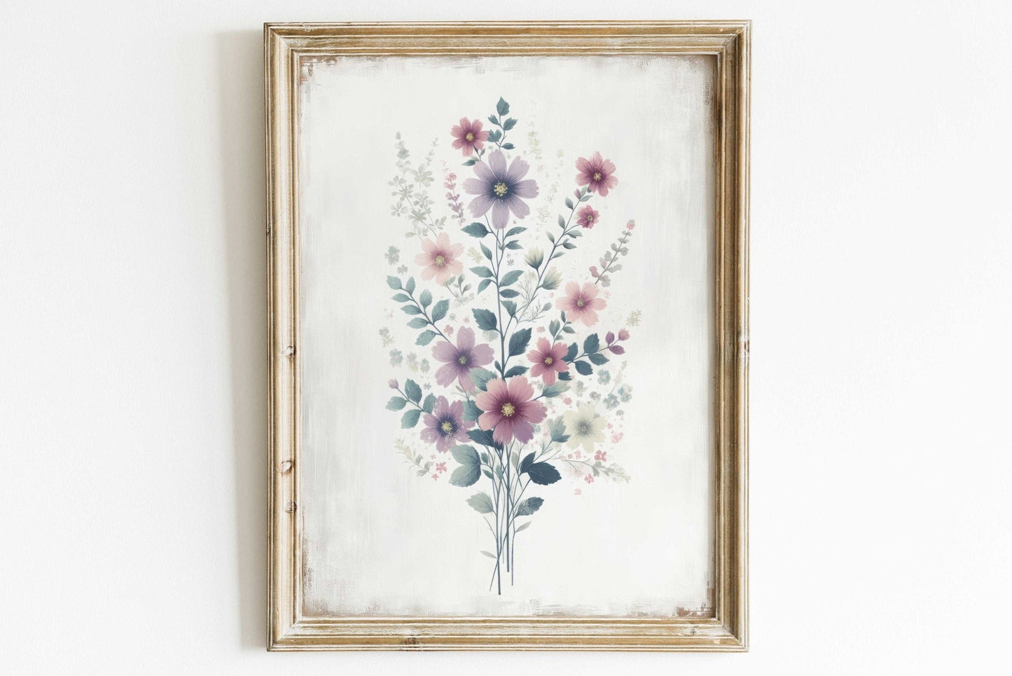 Wildflower Prints, Rustic Floral Wall Decor, Vintage Bouquet Artwork - WildfieldPrints