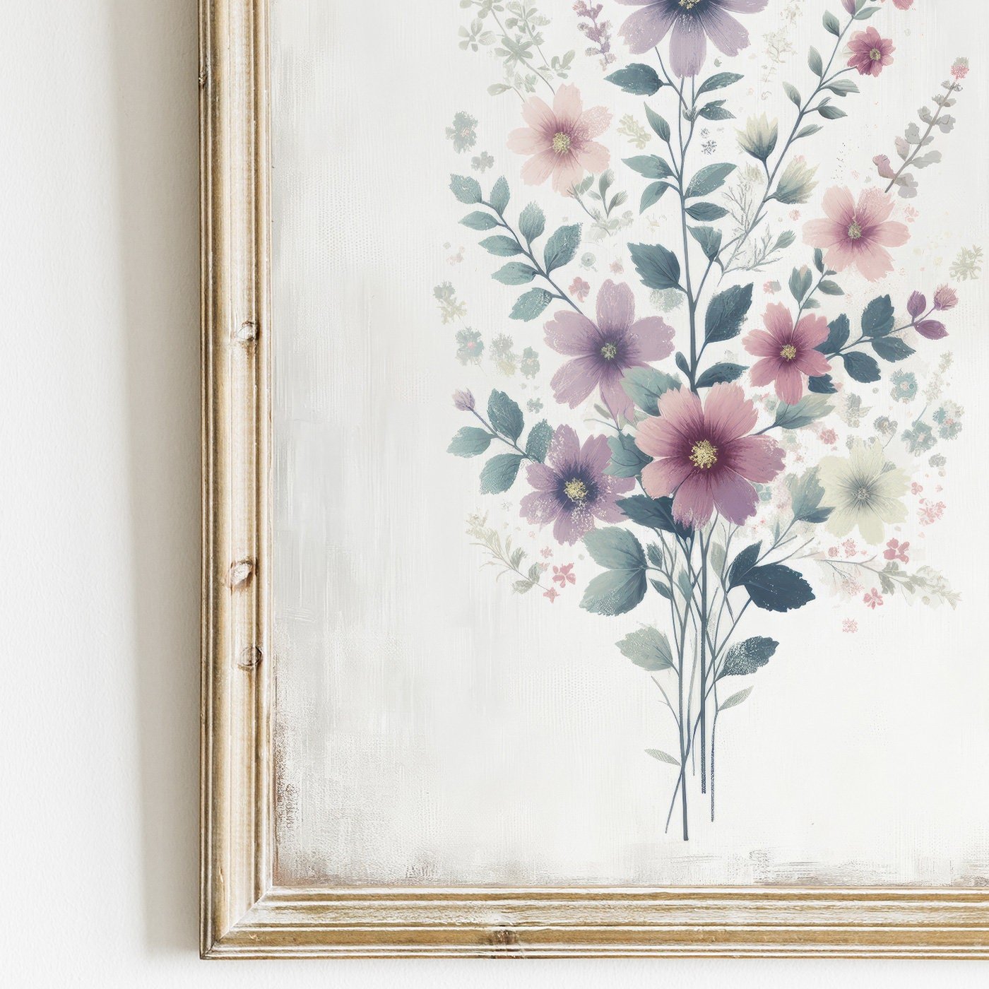 Wildflower Prints, Rustic Floral Wall Decor, Vintage Bouquet Artwork - WildfieldPrints