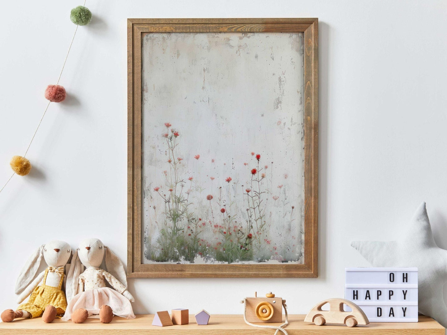 Wildflower Wall Art, Rustic Floral Wall Decor, Vintage Floral Print, Red Flowers, Botanical Art, Wildflower Home Decor, PRINTABLE Flower Art - My Store