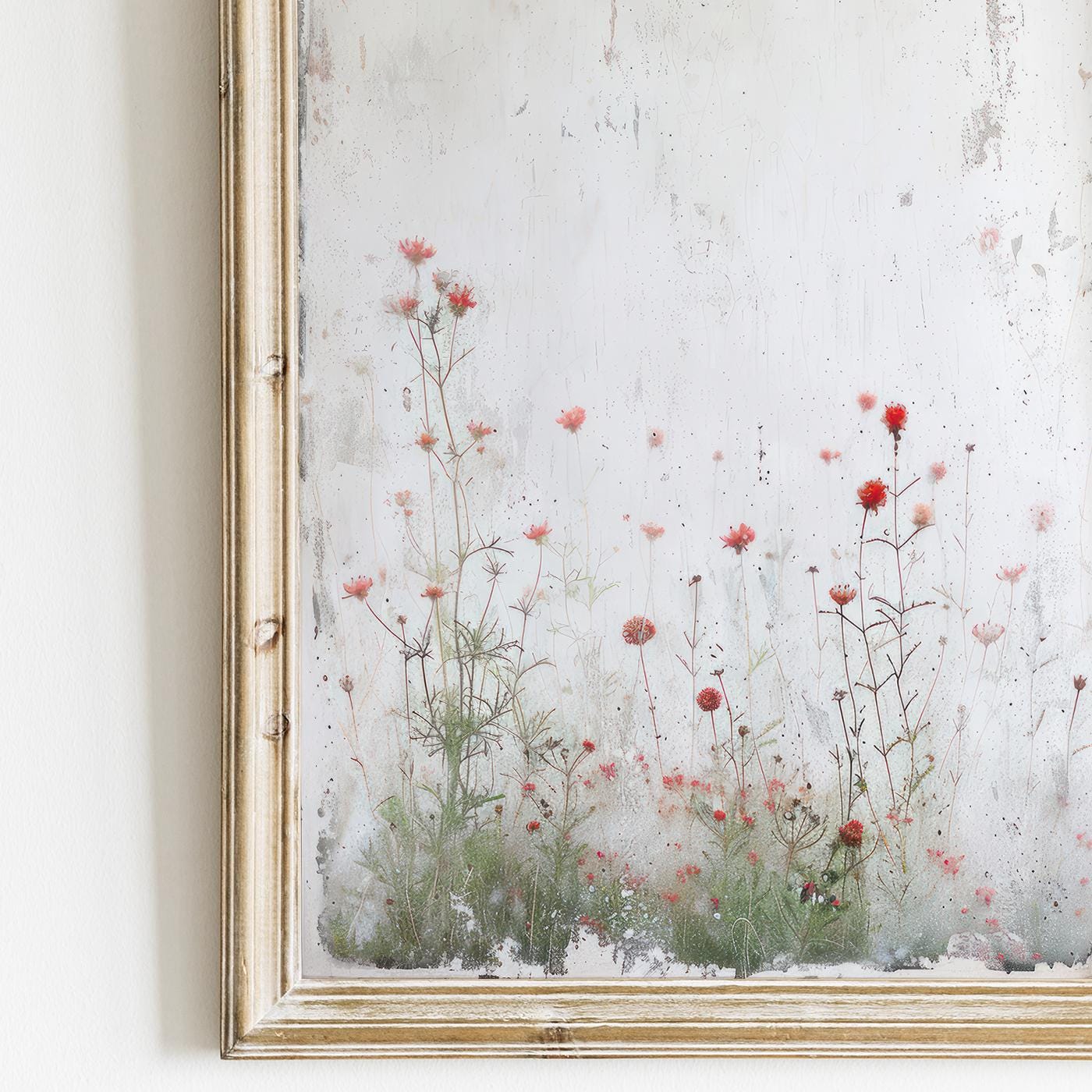 Wildflower Wall Art, Rustic Floral Wall Decor, Vintage Floral Print, Red Flowers, Botanical Art, Wildflower Home Decor, PRINTABLE Flower Art - My Store