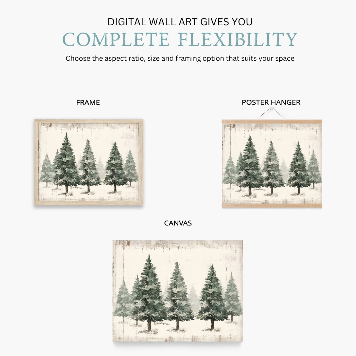 Winter Forest Prints, Christmas Wall Art, Rustic Nature Decor - WildfieldPrints
