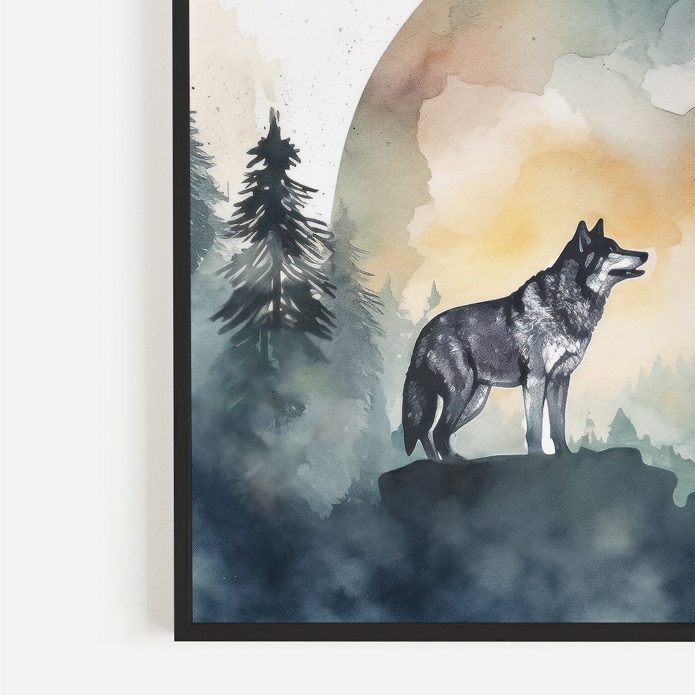 Wolf Art Prints, Watercolor Wolf Painting, Woodland Animal Decor - WildfieldPrints