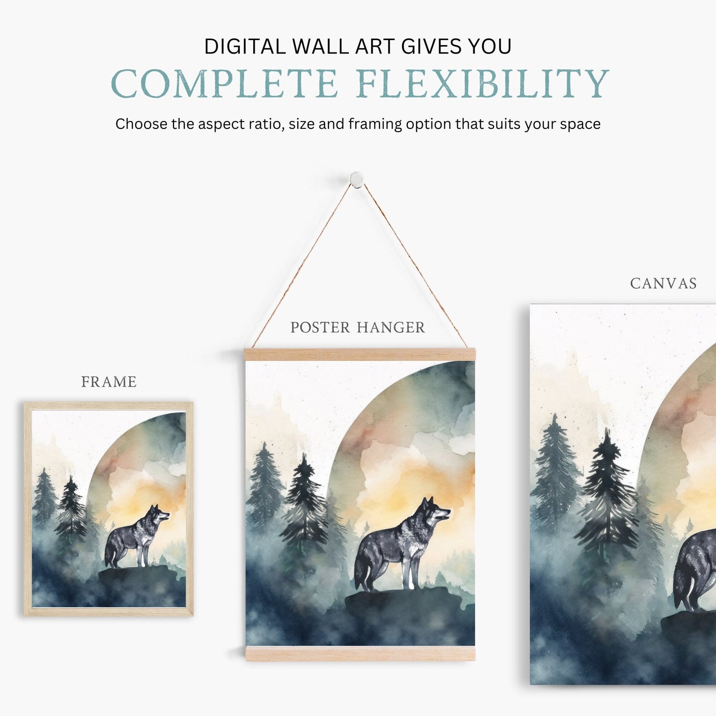 Wolf Art Prints, Watercolor Wolf Painting, Woodland Animal Decor - WildfieldPrints