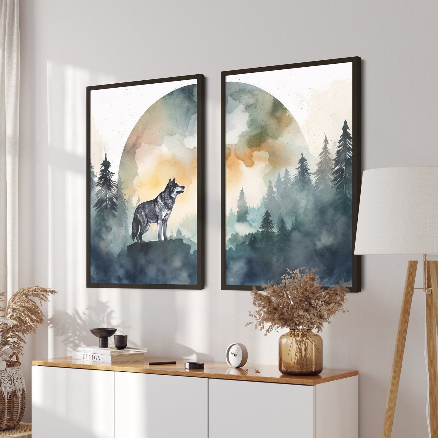 Wolf Art Prints, Watercolor Wolf Painting, Woodland Animal Decor - WildfieldPrints