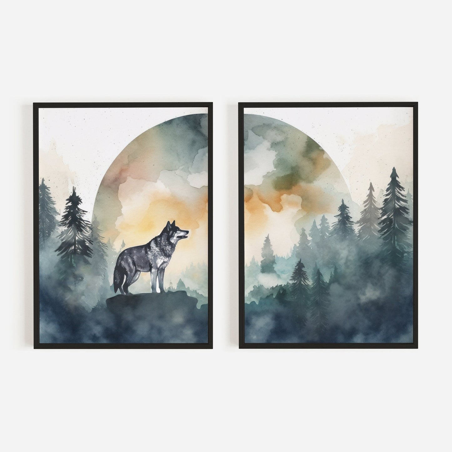 Wolf Art Prints, Watercolor Wolf Painting, Woodland Animal Decor - WildfieldPrints