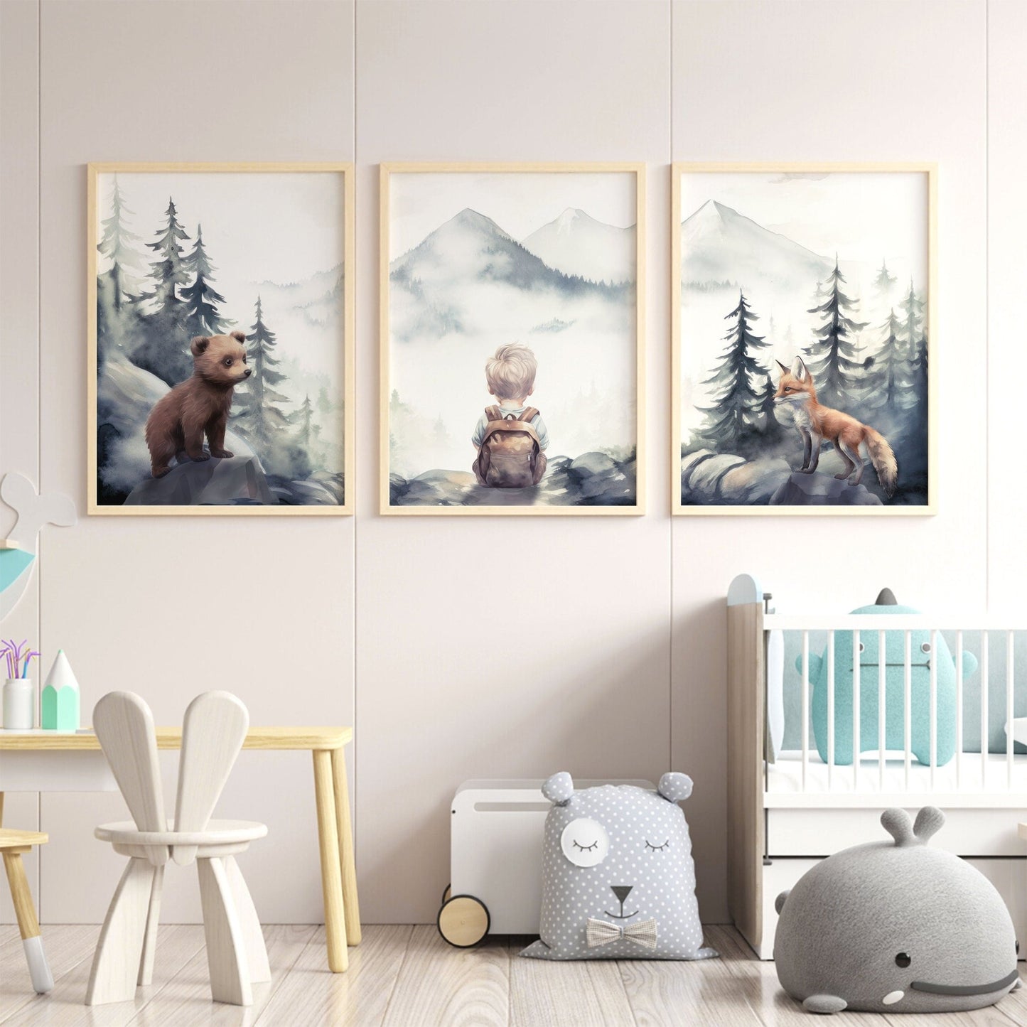 Woodland Animal Prints, Forest Nursery Decor, Boys Room Art - WildfieldPrints