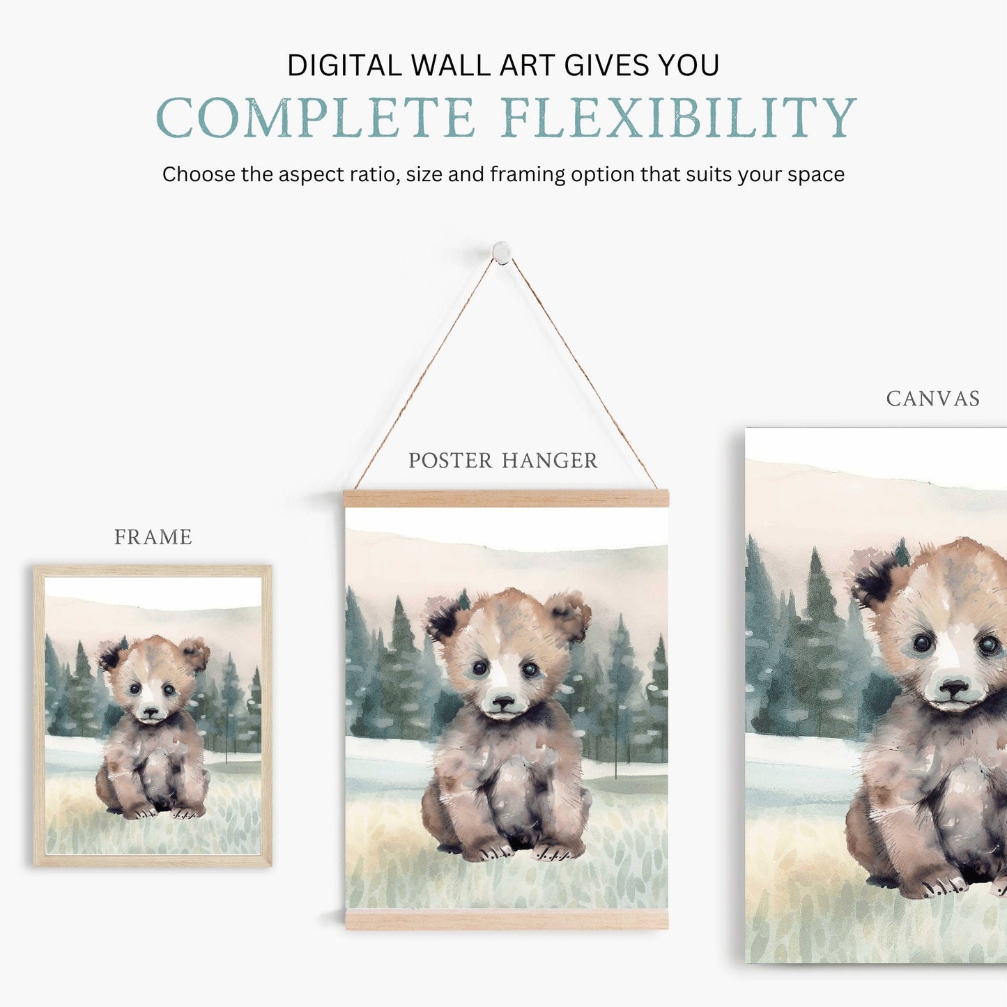 Woodland Baby Animal Nursery Wall Art, Bear, Wolf & Fox Decor - WildfieldPrints