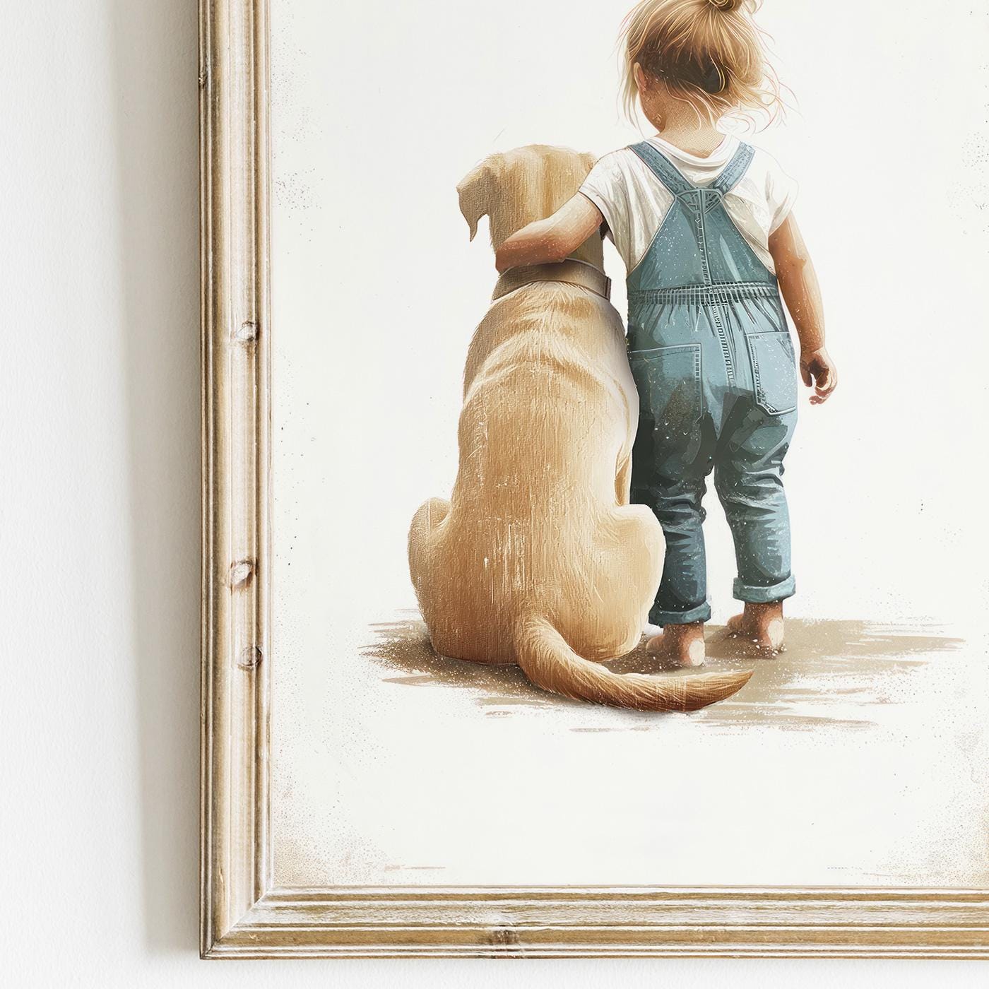 Yellow Lab Nursery Decor, Girl and Dog Art, Labrador Wall Decor - WildfieldPrints