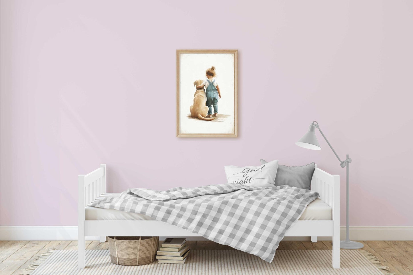 Yellow Lab Nursery Decor, Girl and Dog Art, Labrador Wall Decor - WildfieldPrints