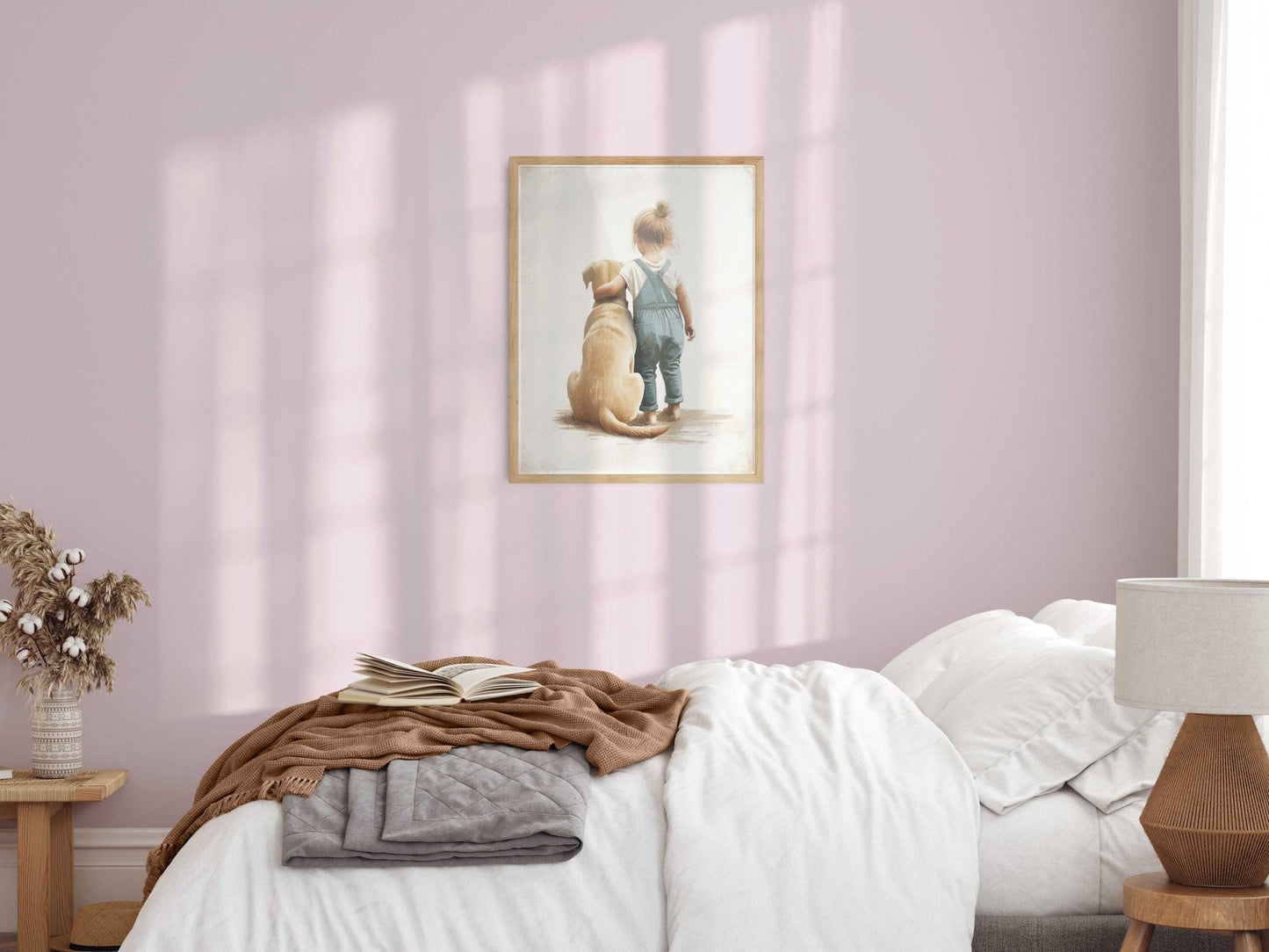 Yellow Lab Nursery Decor, Girl and Dog Art, Labrador Wall Decor - WildfieldPrints