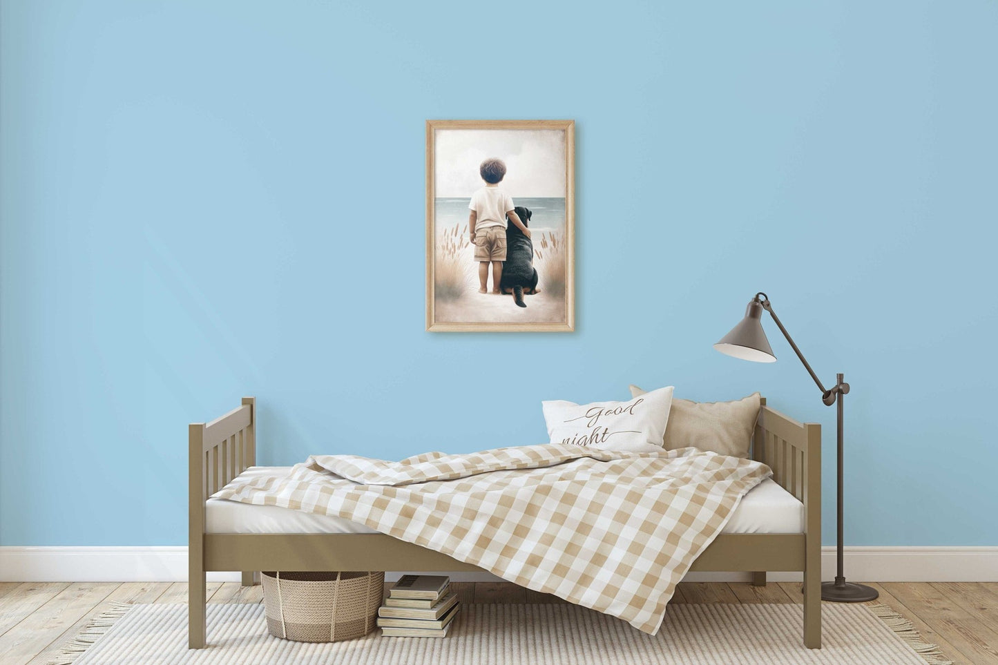 Yellow Labrador Nursery Art, Boy and Dog Print, Toddler Decor - WildfieldPrints