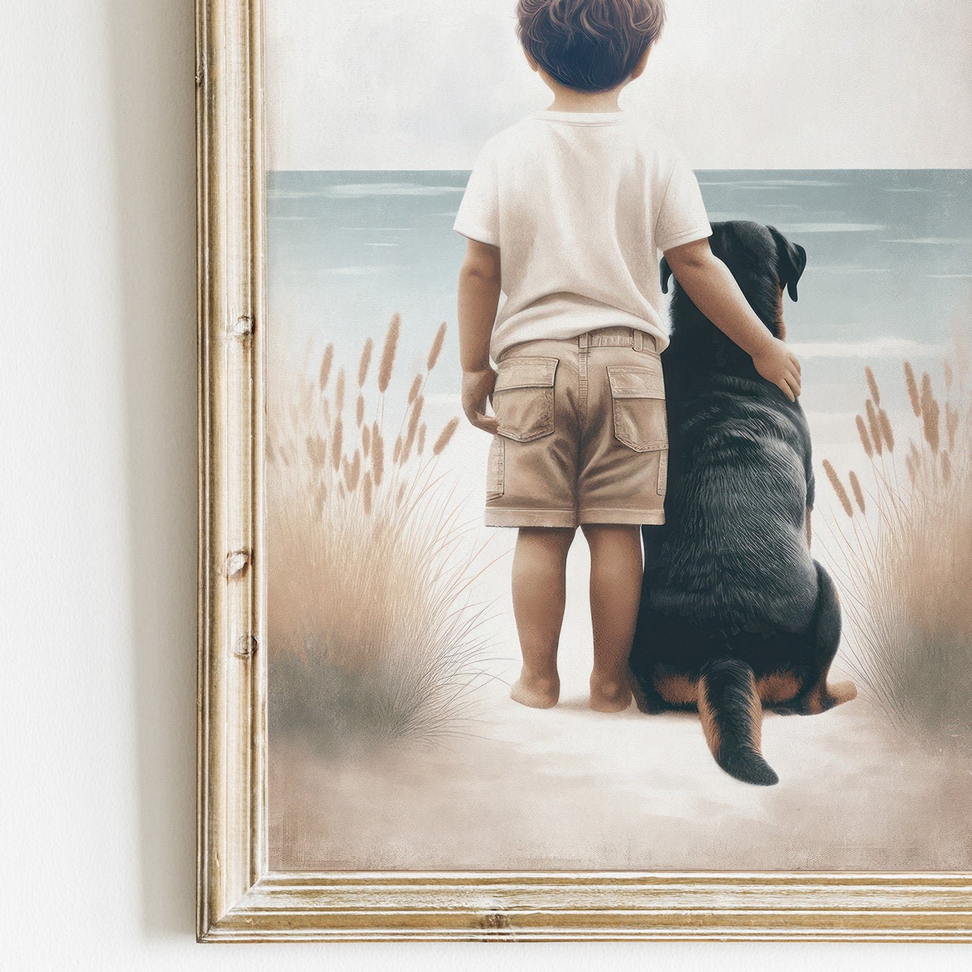 Yellow Labrador Nursery Art, Boy and Dog Print, Toddler Decor - WildfieldPrints