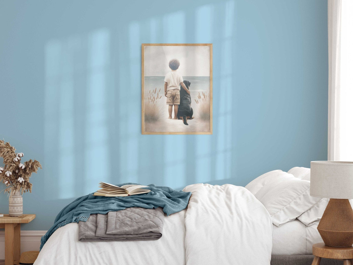 Yellow Labrador Nursery Art, Boy and Dog Print, Toddler Decor - WildfieldPrints