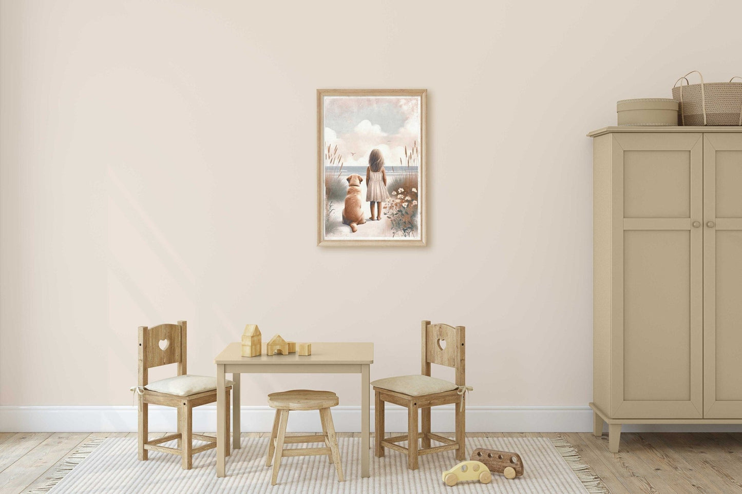 Yellow Labrador Nursery Art, Girl & Dog Decor, Lab Wall Print - WildfieldPrints