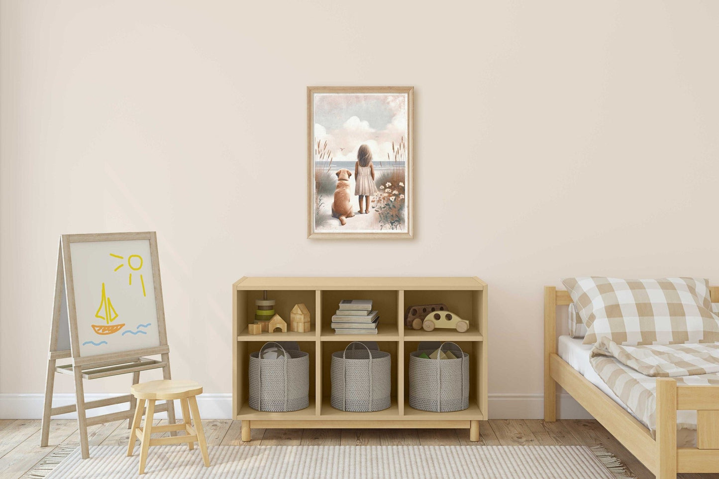 Yellow Labrador Nursery Art, Girl & Dog Decor, Lab Wall Print - WildfieldPrints
