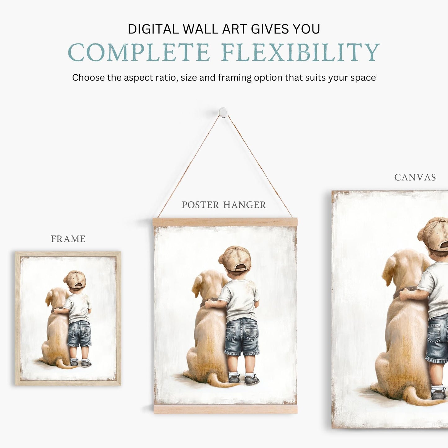 Yellow Labrador Nursery Decor, Boy and Dog Wall Art, Labrador Print - WildfieldPrints