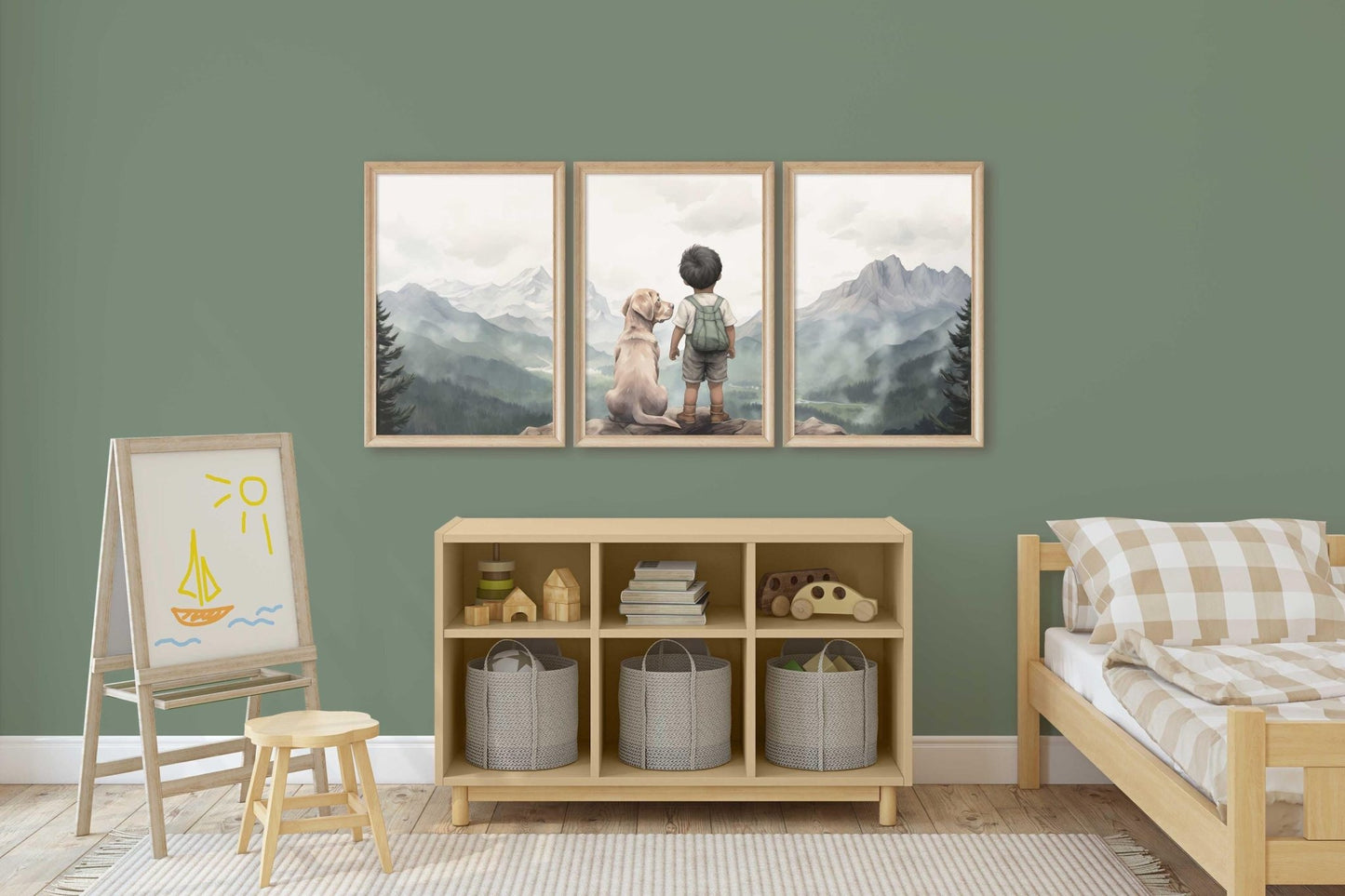 Yellow Labrador Nursery Decor, Boy & Dog Art, Labrador Retriever Print - WildfieldPrints