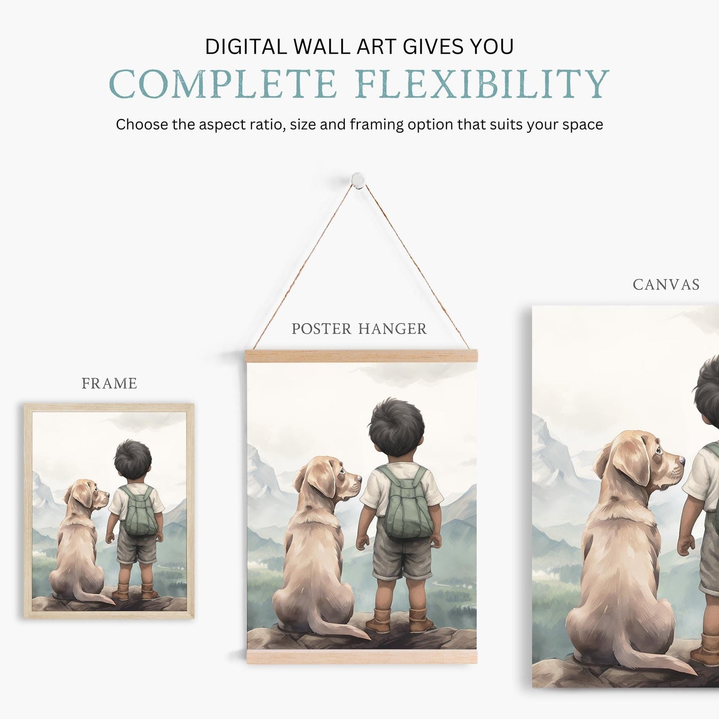 Yellow Labrador Nursery Decor, Boy & Dog Art, Labrador Retriever Print - WildfieldPrints