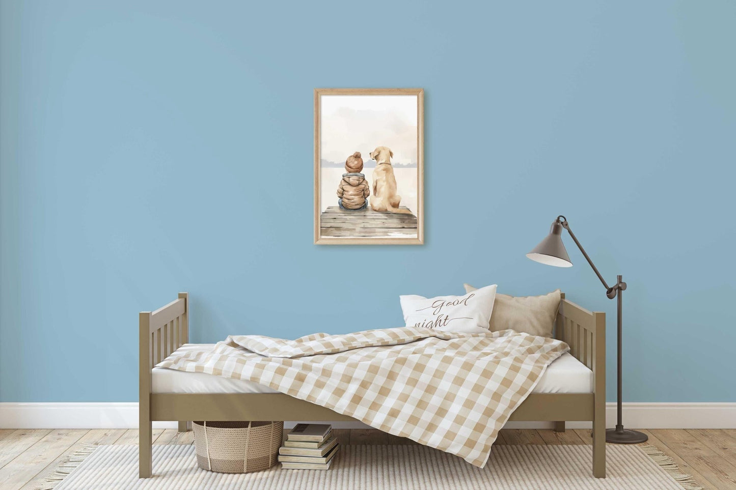 Yellow Labrador Nursery Decor, Lab Art, Boy & Dog Painting - WildfieldPrints