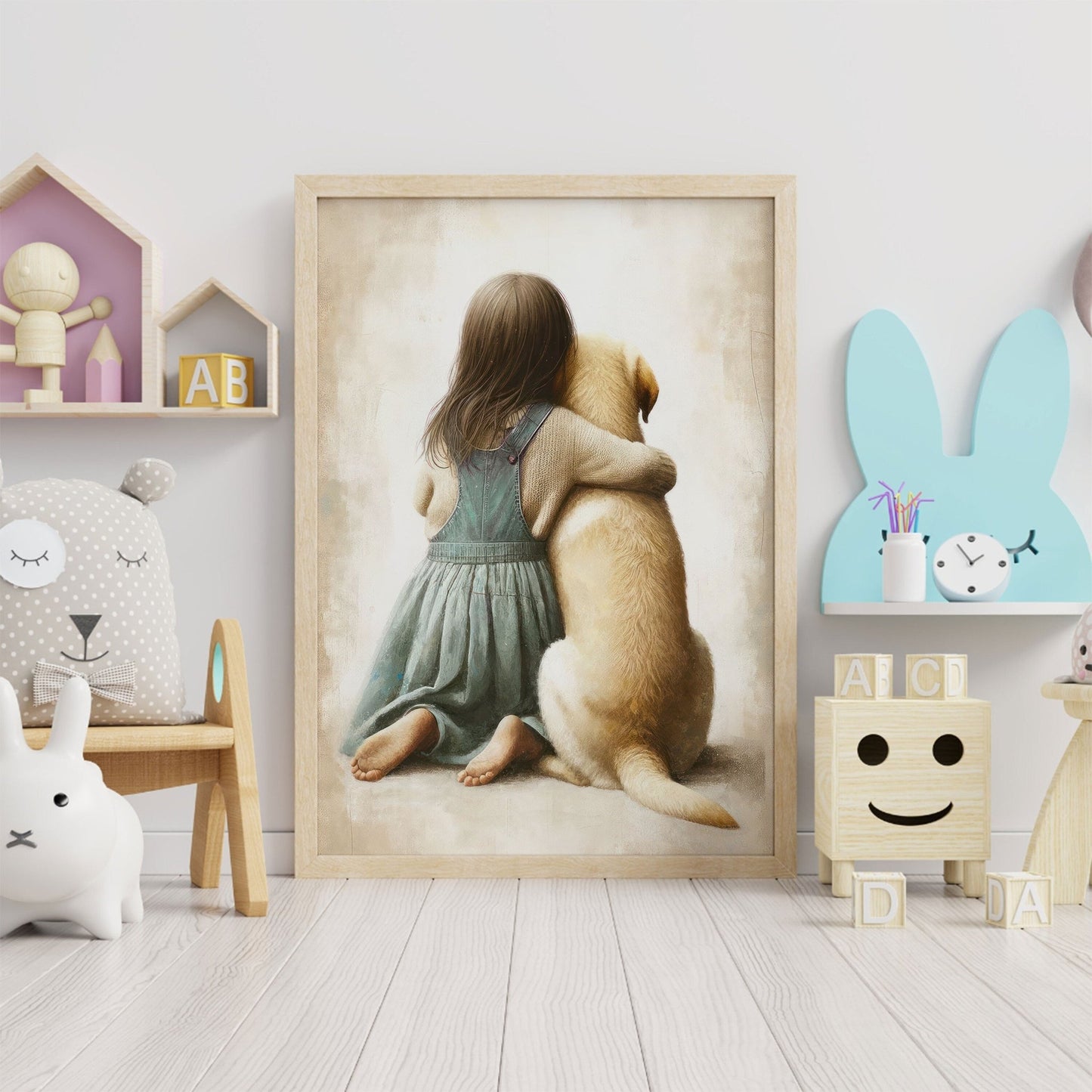 Yellow Labrador Retriever Nursery Decor, Dog Art Print, Toddler Room - WildfieldPrints