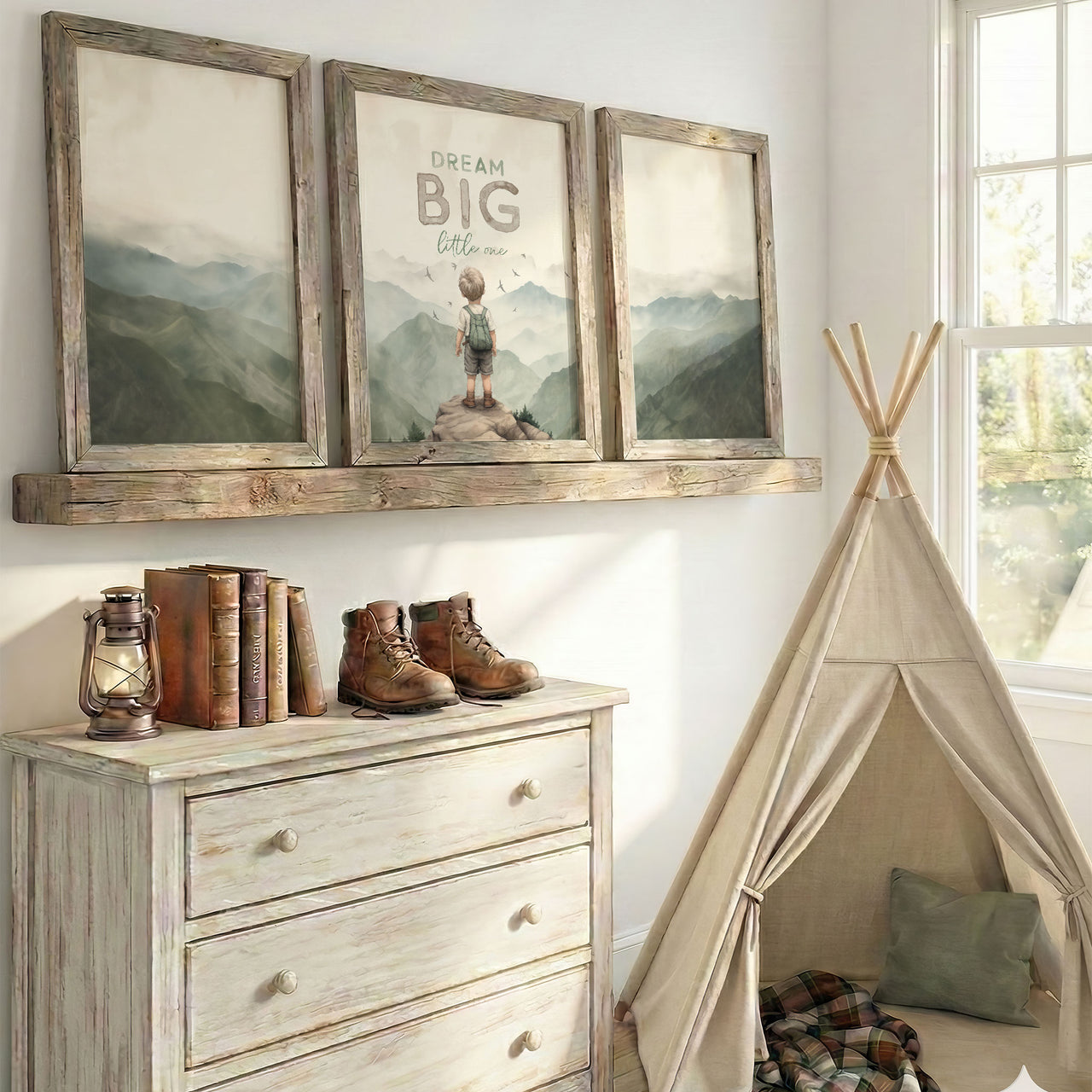 Blonde Boy Adventure Print – Boys Room Wall Art • Set of 3