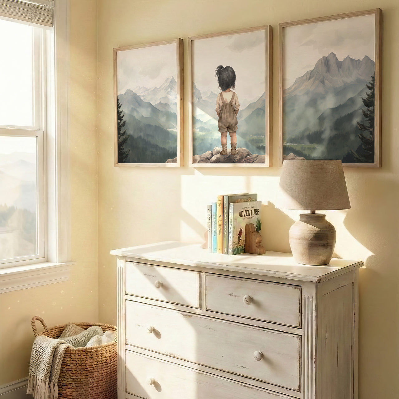 Mountain Wall Art – Adventure Girls Room Decor • Set of 3