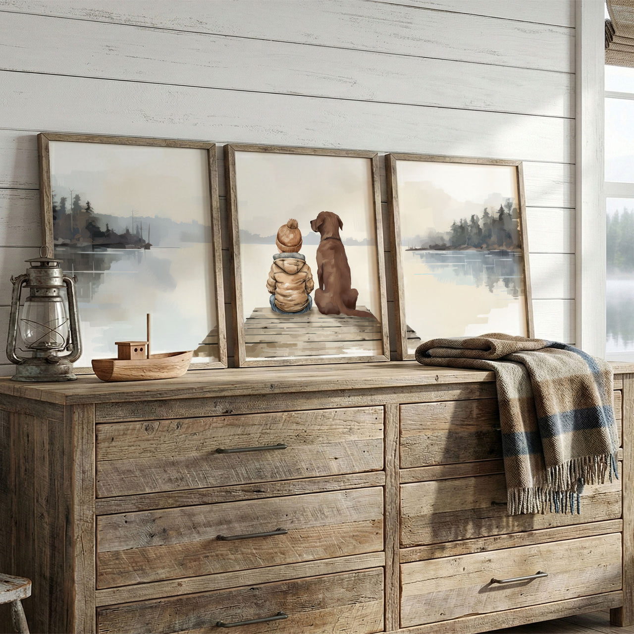 Brown Labrador Wall Art – Dog Nursery Print for Boys Room  • Set of 3