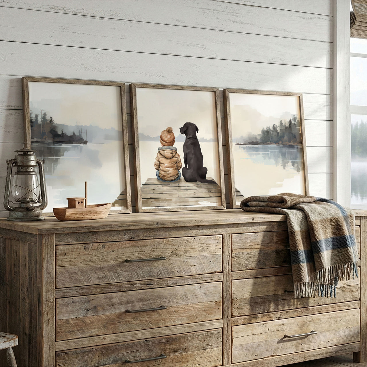 Black Labrador Wall Art – Dog Boys Room Print • Set of 3