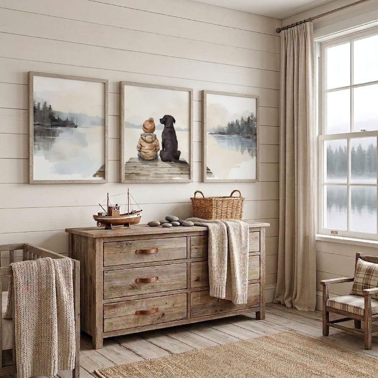 Black Labrador Wall Art – Dog Boys Room Print • Set of 3