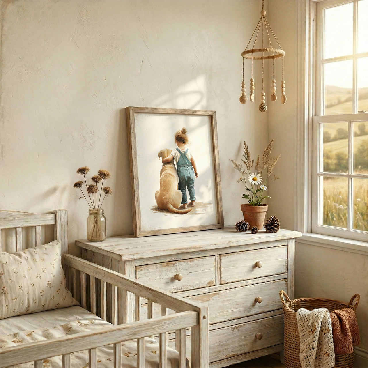 Yellow Lab Wall Art – Dog Nursery Print for Girls Rooms