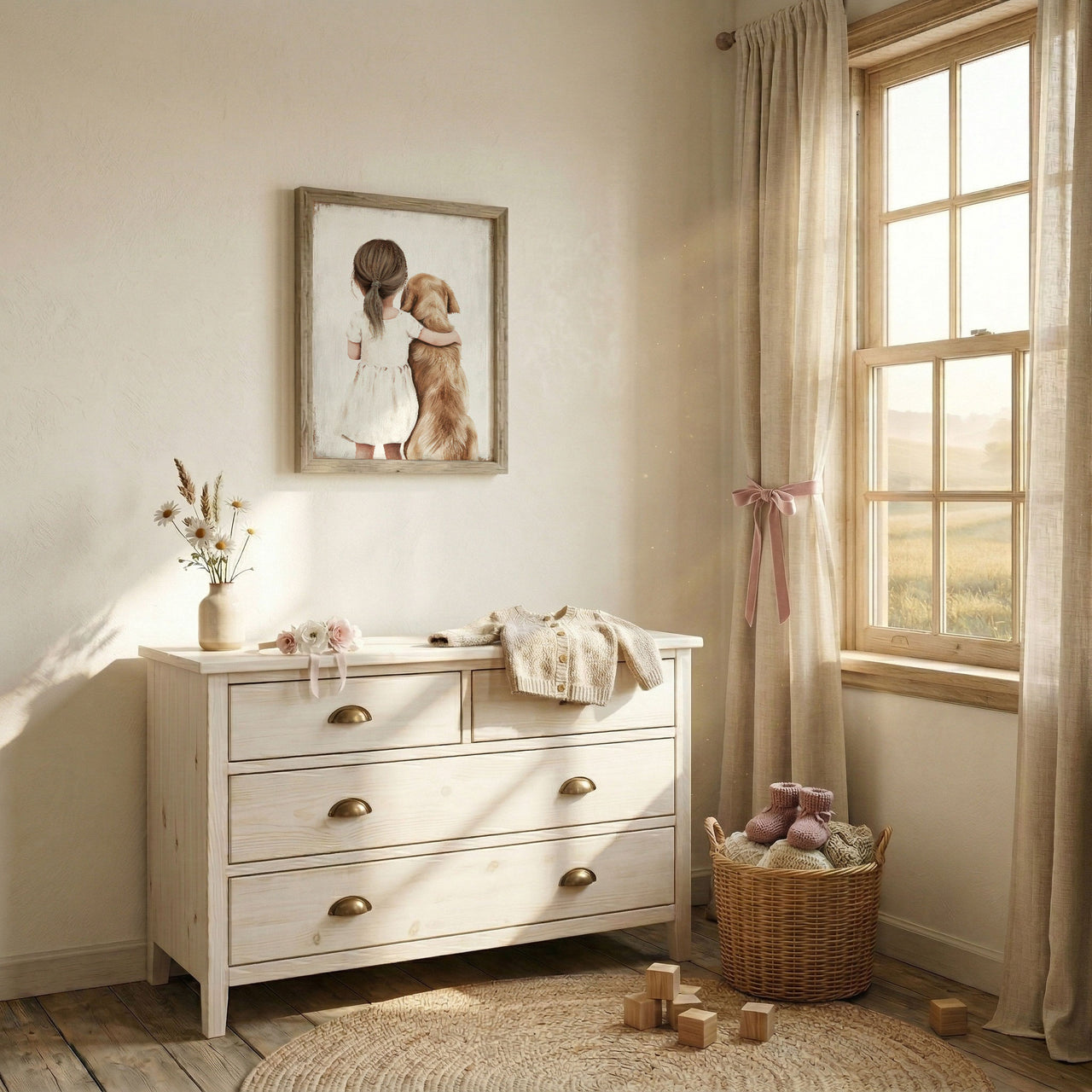 Golden Retriever Wall Art – Dog Nursery Print for Toddlers