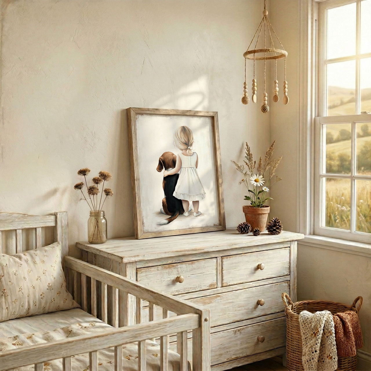 Beagle Wall Art – Dog Nursery Print for Girls