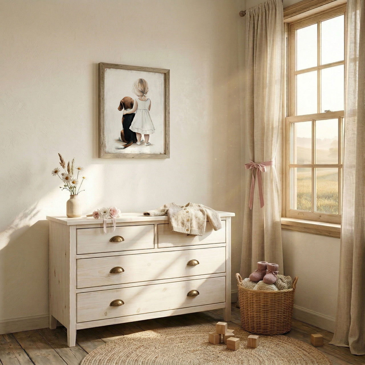Beagle Wall Art – Dog Nursery Print for Girls